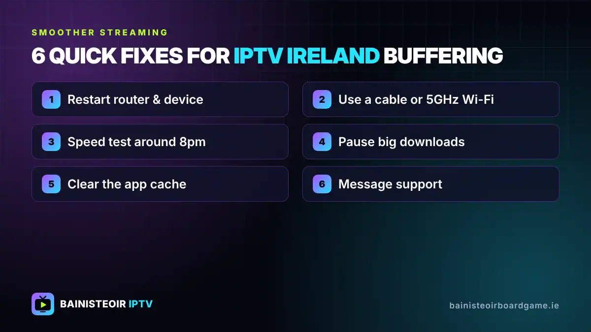6 quick fixes for IPTV Ireland buffering