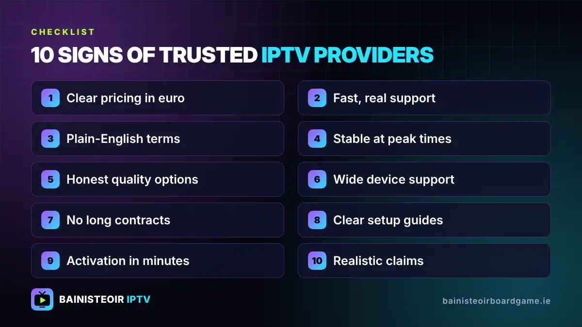 10 signs of trusted IPTV providers checklist